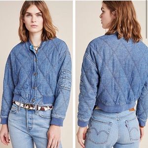 NWT Anthropologie Lindy Quilted Denim Jacket